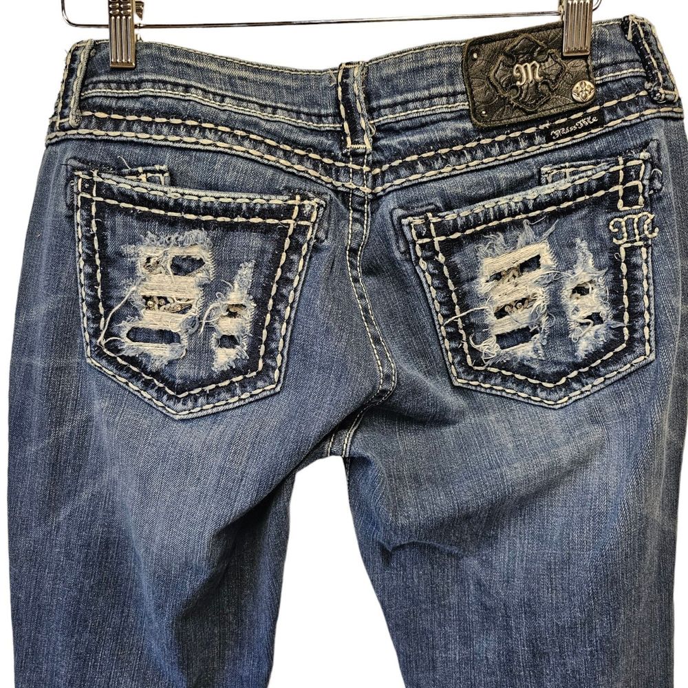 MISS ME Jeans THICK STITCH RHINESTONE BOOT CUT JEANS JE5152B14R - Picture 6 of 6